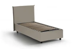 Talamo Italia Lit simple Dbabb, Lit coffre avec revêtement en similcuir, Ouverture frontale, avec matelas 80x200 cm inclus, Taupe Clearance