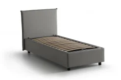 Talamo Italia Lit simple Dbaston, Lit coffre avec revêtement en tissu, Ouverture frontale, avec matelas 90x200 cm inclus, Gris Discount