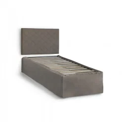 Talamo Italia Lit simple Dbertol, ensemble tête de lit en similcuir avec sommier, matelas inclus, 80x190 cm, gris tourterelle