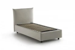 Talamo Italia Lit simple Dborbe, Lit coffre avec revêtement en tissu, Ouverture latérale, avec matelas 80x190 cm inclus, Beige