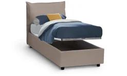 Talamo Italia Lit simple Dbruman, Lit coffre avec revêtement en similcuir, Ouverture frontale, adapté pour matelas 80x200 cm, Taupe Sale