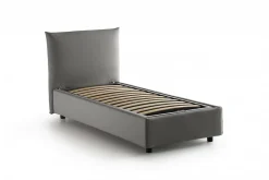 Talamo Italia Lit simple Dbut, Lit coffre avec revêtement en tissu, 100% Made in Italy, Ouverture frontale, avec matelas 80x190 cm inclus, Gris