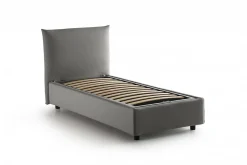 Talamo Italia Lit simple Dbut, Lit coffre avec revêtement en tissu, 100% Made in Italy, Ouverture frontale, avec matelas 80x190 cm inclus, Gris