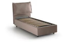 Talamo Italia Lit simple Dloset, Lit coffre avec revêtement en tissu, Ouverture frontale, avec matelas 90x190 cm inclus, Taupe