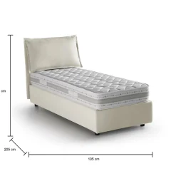Talamo Italia Lit simple Dloset, Lit coffre avec revêtement en tissu, Ouverture frontale, avec matelas 90x190 cm inclus, Beige Clearance