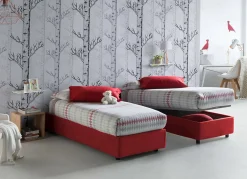 Talamo Italia Lit simple Dmaiell, Lit coffre avec revêtement en tissu, Ouverture frontale, avec matelas 80x200 cm inclus, Rouge Outlet