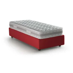 Talamo Italia Lit simple Dmaiell, Lit coffre avec revêtement en tissu, Ouverture frontale, avec matelas 80x200 cm inclus, Rouge Outlet