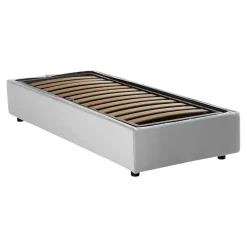Talamo Italia Lit simple Dmaiell, Lit coffre avec revêtement en tissu, Ouverture frontale, avec matelas 80x200 cm inclus, Blanc Sale