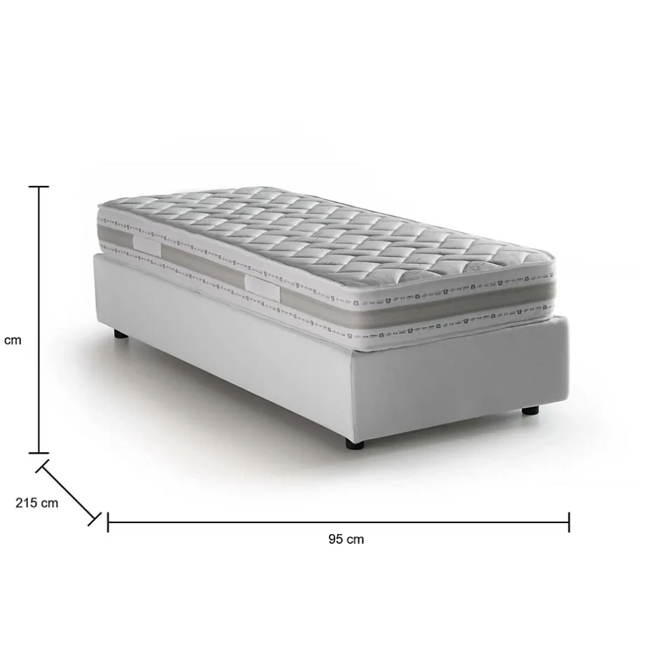 Talamo Italia Lit simple Dmaiell, Lit coffre avec revêtement en tissu, Ouverture frontale, avec matelas 80x200 cm inclus, Blanc Sale