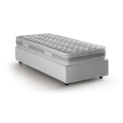 Talamo Italia Lit simple Dmaiell, Lit coffre avec revêtement en tissu, Ouverture frontale, avec matelas 80x200 cm inclus, Blanc Sale