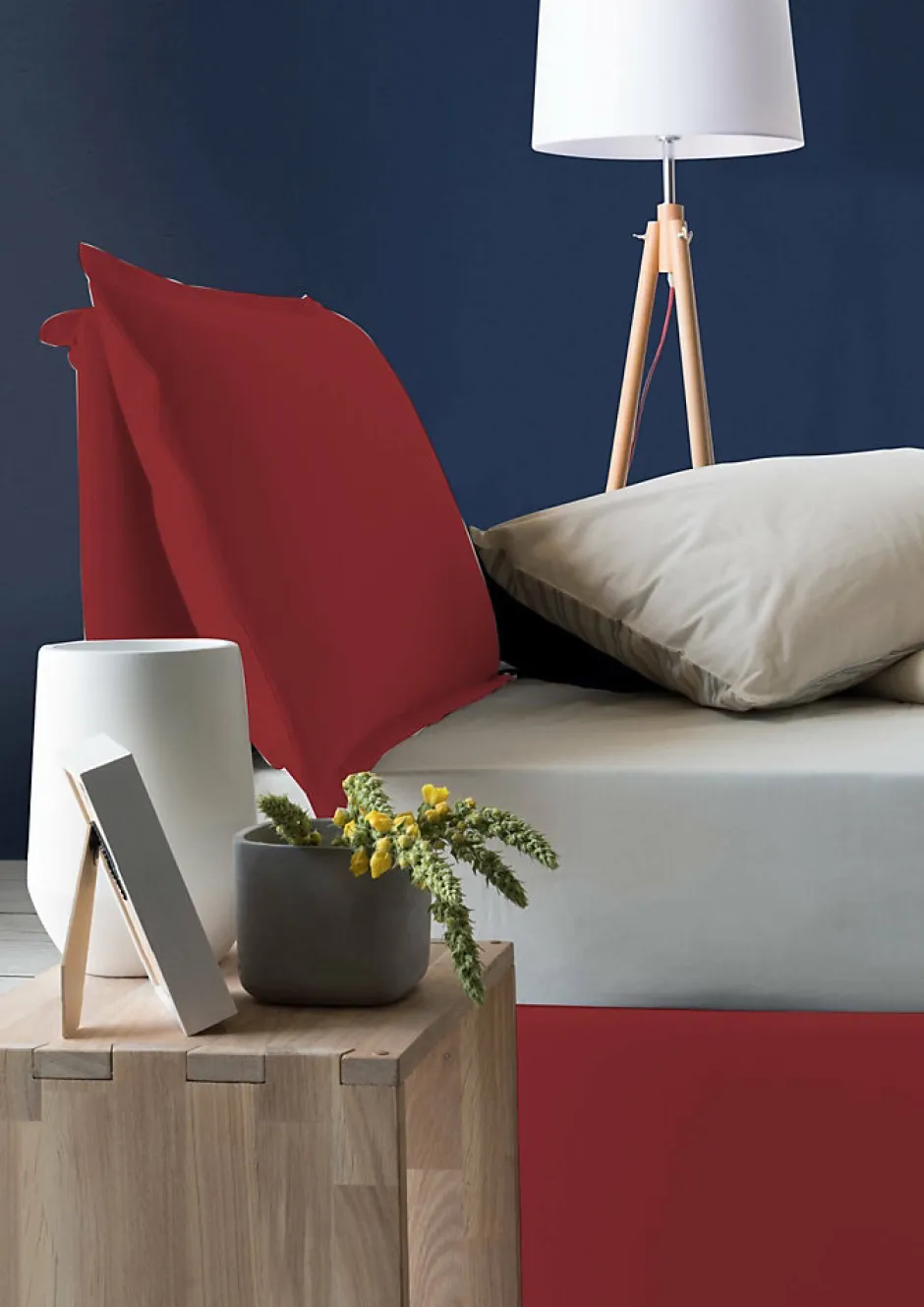 Talamo Italia Lit simple Dpal, Lit coffre avec revêtement en tissu, Ouverture frontale, adapté pour matelas 90x190 cm, Rouge