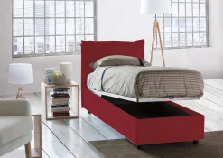Talamo Italia Lit simple Dpal, Lit coffre avec revêtement en tissu, Ouverture frontale, adapté pour matelas 90x190 cm, Rouge