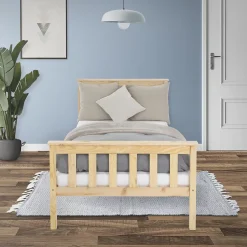 Ml-Design Lit simple en bois de pin naturel d'adolescents avec sommier à lattes 200x90 cm Hot
