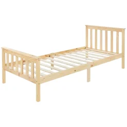 Ml-Design Lit simple en bois de pin naturel d'adolescents avec sommier à lattes 200x90 cm Hot