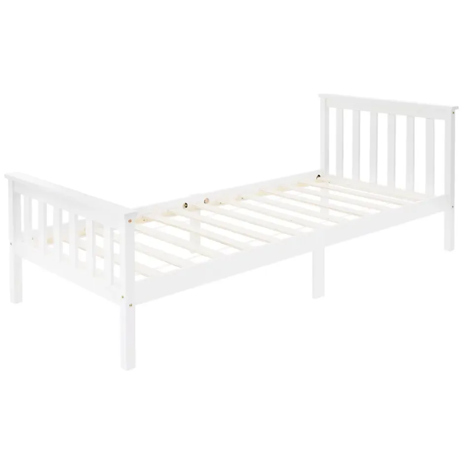 Ml-Design Lit simple en bois de pin blanc d'adolescents avec sommier à lattes 200x90 cm Clearance