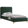 Idimex Lit simple GLAMOUR, 90x190 cm, capitonné avec sommier, revêtement en velours vert