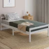 IDMarket Lit simple HARPER 90 x 190 cm avec sommier bois blanc Outlet