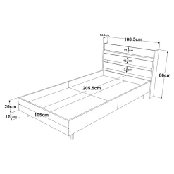 [En.Casa] Lit simple Kvænangen 100 x 200 cm effet chêne aspect rotin noir en.casa Online