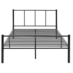 [En.Casa] Lit simple Laos métal avec sommier à lattes 120 x 200 cm noir en.casa