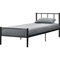 [En.Casa] Lit simple Laos Métal avec Sommier à Lattes 90 x 200 cm Noir en.casa Best