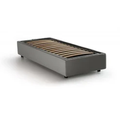 Talamo Italia Lit simple Laura, Lit coffre avec revêtement en tissu, 100% Made in Italy, Ouverture frontale, adapté pour matelas 90x200 cm, Gris Sale