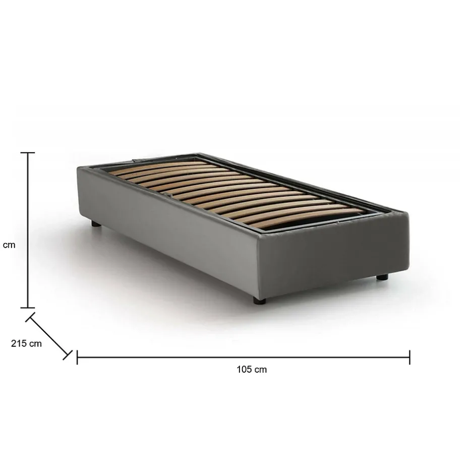 Talamo Italia Lit simple Laura, Lit coffre avec revêtement en tissu, 100% Made in Italy, Ouverture frontale, adapté pour matelas 90x200 cm, Gris Sale