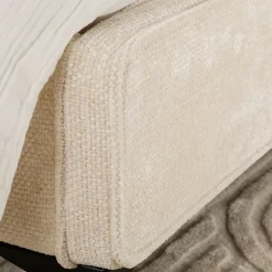 Idimex Lit simple LEVERDA 90 x 190 cm, revêtement en tissu - Blanc Outlet