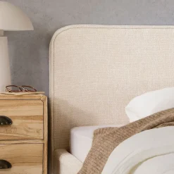 Idimex Lit simple LEVERDA 90 x 190 cm, revêtement en tissu - Blanc Outlet
