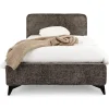Idimex Lit simple LEVERDA 90 x 190 cm, revêtement en tissu - Gris