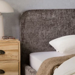 Idimex Lit simple LEVERDA 90 x 190 cm, revêtement en tissu - Gris