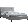 Idimex Lit simple MARLON, 120 x 190 cm, capitonné avec sommier, revêtement en tissu gris Best