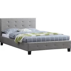 Idimex Lit simple MARLON, 120 x 190 cm, capitonné avec sommier, revêtement en tissu gris Best