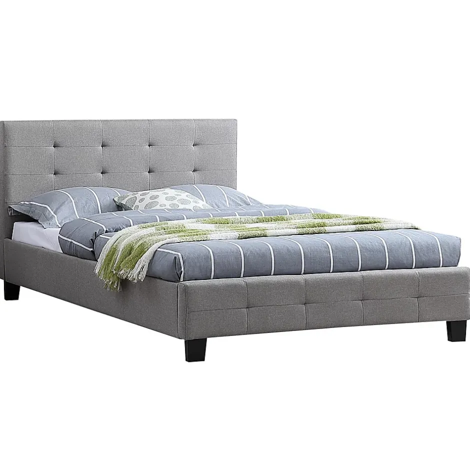 Idimex Lit simple MARLON, 120 x 190 cm, capitonné avec sommier, revêtement en tissu gris Best