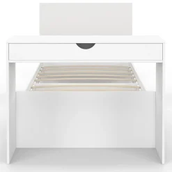 IDMarket Lit simple OMAHA 90 x 190 cm avec sommier, tête de lit, bureau et rangements blanc Clearance