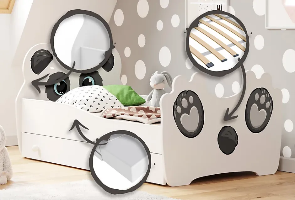 Kobi Lit simple Panda 140x70 avec tiroir