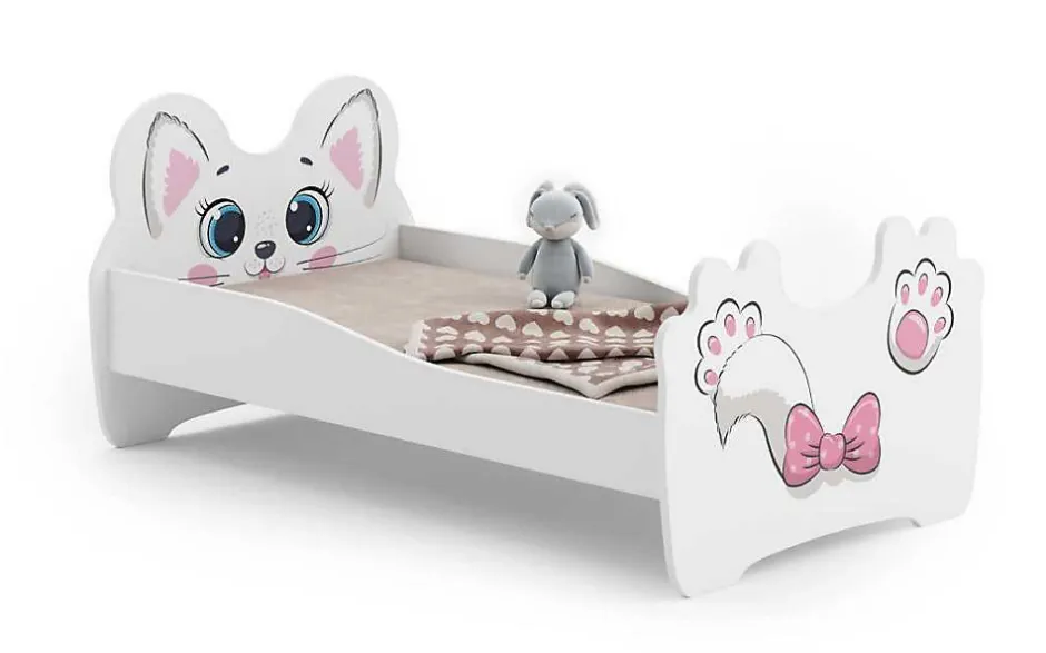 Enfant Kobi Lit simple Pink Cat 140x70 avec matelas