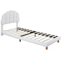 Okwish Lit Simple pour enfant 90 x 200 cm - Lit enfant Capitonné - Non-Tissé - Sans Matelas - Blanc Clearance