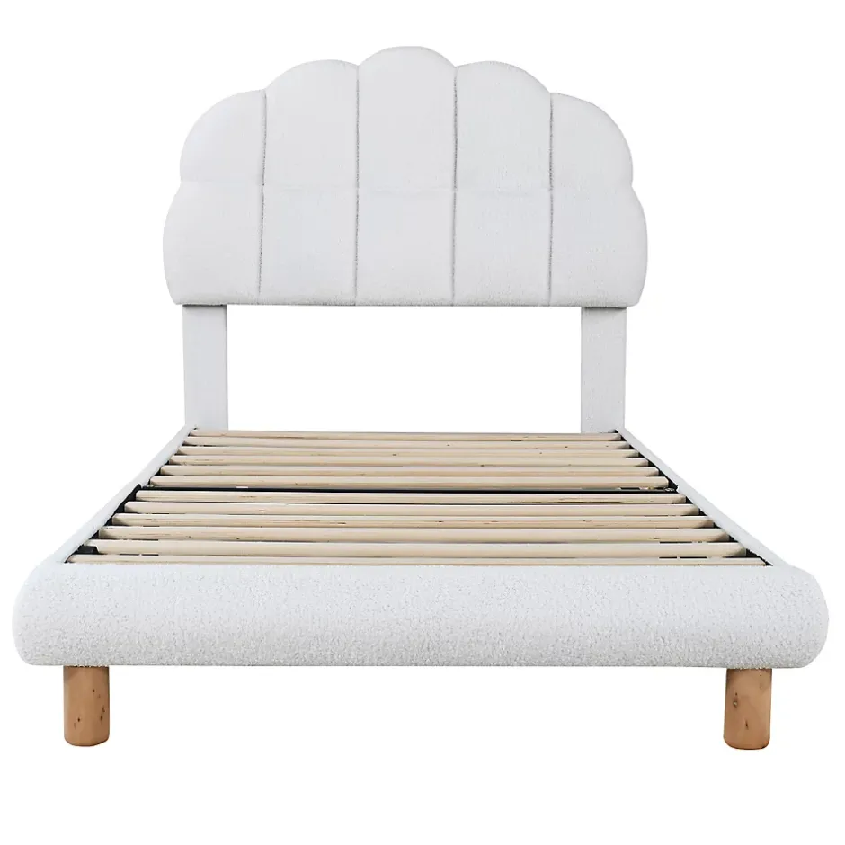 Okwish Lit Simple pour enfant 90 x 200 cm - Lit enfant Capitonné - Non-Tissé - Sans Matelas - Blanc Clearance
