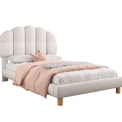 Okwish Lit Simple pour enfant 90 x 200 cm - Lit enfant Capitonné - Non-Tissé - Sans Matelas - Blanc Clearance