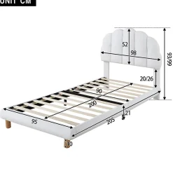 Okwish Lit Simple pour enfant 90 x 200 cm - Lit enfant Capitonné - Non-Tissé - Sans Matelas - Blanc Clearance