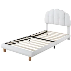 Okwish Lit Simple pour enfant 90 x 200 cm - Lit enfant Capitonné - Non-Tissé - Sans Matelas - Blanc Clearance