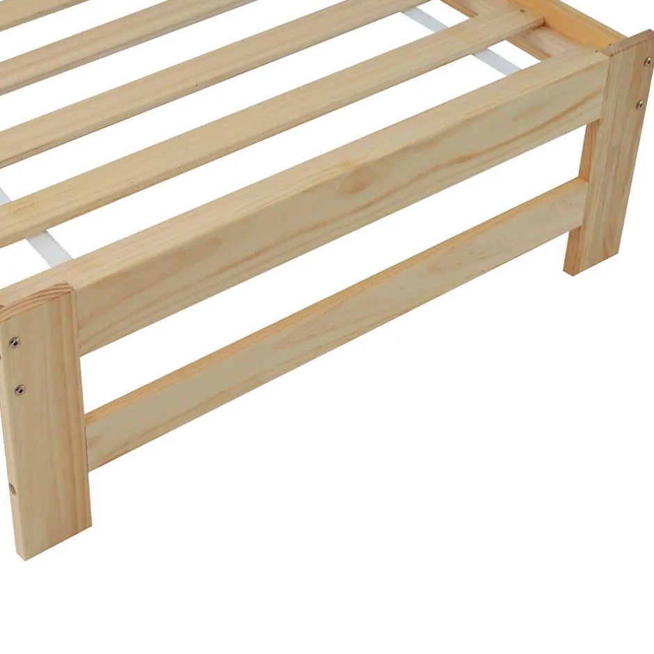 Enfant Okwish Lit simple pour enfant 90x200 cm - Lit classique avec tête de lit et sommier à lattes - Pin - Sans matelas - Naturel