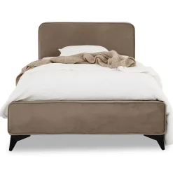 Idimex Lit simple RAVELLO 90 x 190 cm, revêtement en tissu - Grège