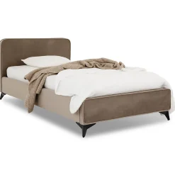 Idimex Lit simple RAVELLO 90 x 190 cm, revêtement en tissu - Grège