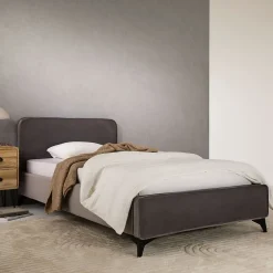 Idimex Lit simple RAVELLO 90 x 190 cm, revêtement en tissu - Gris