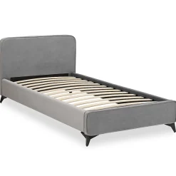 Idimex Lit simple RAVELLO 90 x 190 cm, revêtement en tissu - Gris