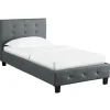 Idimex Lit simple REVE, 90 x 190 cm, capitonné avec sommier, revêtement synthétique gris