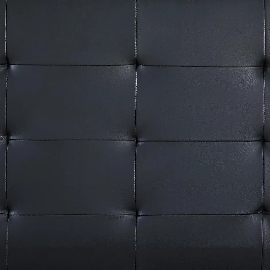 Idimex Lit simple REVE, 90 x 190 cm, capitonné avec sommier, revêtement synthétique noir