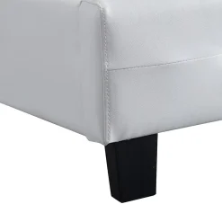 Idimex Lit simple REVE, 90 x 190 cm, capitonné avec sommier, revêtement synthétique blanc Sale