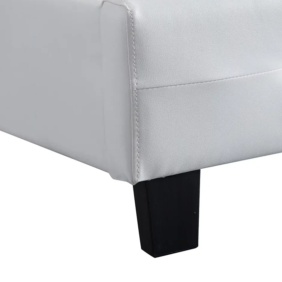 Idimex Lit simple REVE, 90 x 190 cm, capitonné avec sommier, revêtement synthétique blanc Sale